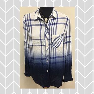 Blue dip dyed button down top